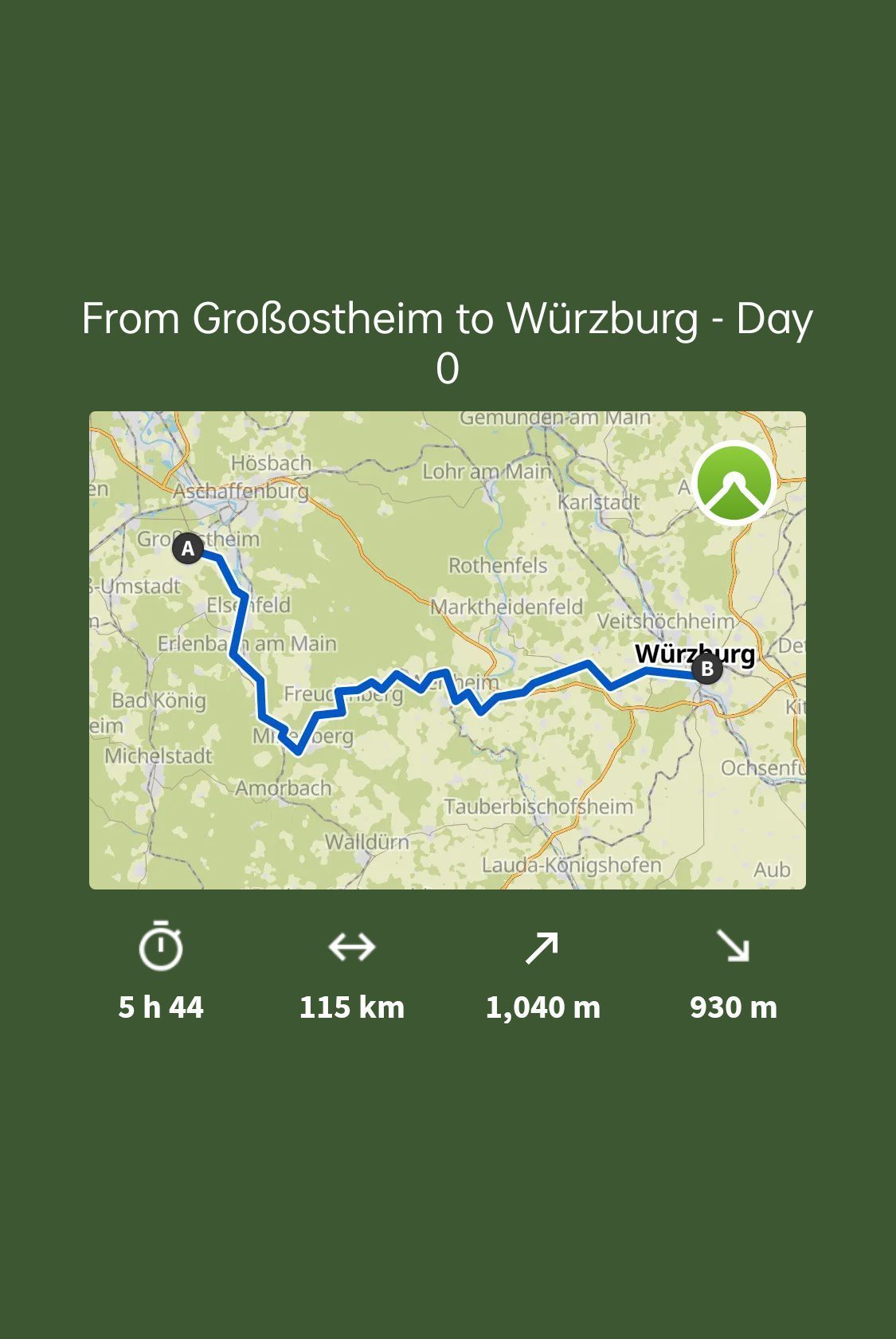 Day 0: Großostheim ➡️ Würzburg